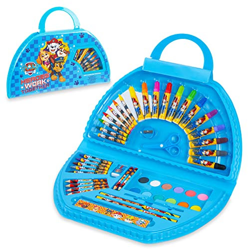 Paw Patrol Malette-Set mit 50 Stück, Filzstift, Mal- und Buntstifte, für Kinder, Geschenk für Jungen und Mädchen ab 3 Jahren