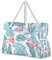 Mnsruu Strandtasche XXL Tropische Flamingo Schulter Strand Tote Baumwolle Seil Griffe Reise Tote Tasche für Frauen