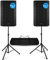 Vonyx Dual 15-Inch Passive PA Speaker Set with Adjustable Tripod Stands & Carry Bag - 2000W Portable Sound System for DJs, Live Bands & Events
