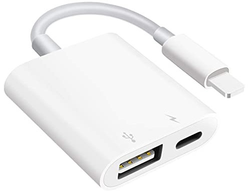 USB Kamera Adapter, USB Buchse OTG Adapter Kompatibel mit Phone, Tragbarer USB Adapter für Phone mit Ladeanschluss, USB Adapter, Keine Anwendung, Unterstützung für Kartenleser (Weiß)