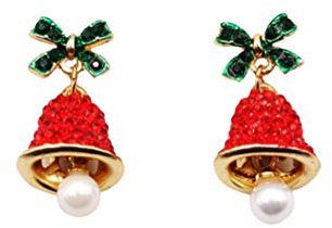 Amosfun 1 Paar Weihnachtsglocke Ohrring Jingle Glocke Ohrstecker S925 Silber Ohrstecker für Frauen Mädchen Urlaub Weihnachten Neujahr Ohrschmuck Präsent Party Bevorzugt Rot