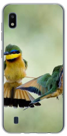 MuchoWow Funda para Samsung Galaxy A10 - Dos abejarucos Enanos sobre un Fondo Suave y Verde - Funda de Silicona/Funda Blanda para teléfono móvil