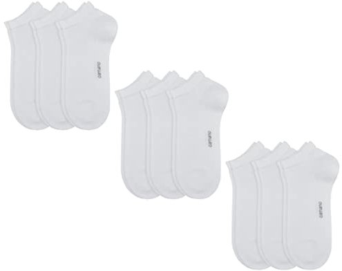 Camano 9 Paar Sneaker Socken Unisex 3003 Ca-Soft ohne Gummidruck Damen und Herren Füßlinge, Farbe Weiß, Größe 39-42