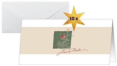 Sigel Weihnachtskarten Christmas with Apples DIN lang 10 Stück | DS072, Inklusive Umschläge, nachhaltiges Papier und bedruckbare Oberfläche