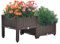 Mingone 2er Set Blumenkasten Rattan Optik Blumentopf aus Kunststoff Blumenkasten Balkonkasten mit Wasserspeicher Pflanzkasten für Balkon Garten Terrasse,40x40(Braun)