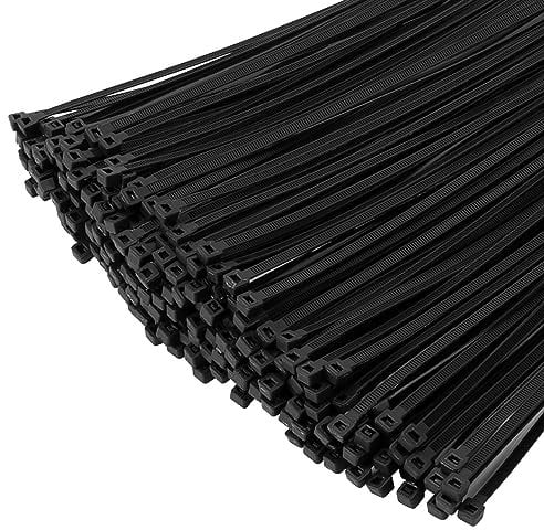 XINGO 1000 pièces Colliers de Serrage professionnelles, Noir-200mm x 4.8mm, Autobloquant, Attache Câble Résistant aux UV, Idéale pour l'intérieur et l'extérieur
