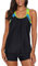 IHCEMIH Maillot de Bain 2 Pieces Femme Tankini Push up Rembourre Amincissant Taille Haute Mayo Maillots de Piscine Plage Natation Été Vintage Monokini Top Boxer Short Ensemble Madame Noir Jaune L