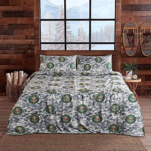 VISI-ONE US Army Camouflage-Bettwäsche-Set, 4-teilig, Militär-Tarnmuster, Premium-Mikrofaser, superweich, einfarbig, pflegeleicht, maschinenwaschbar, Armee-Bettwäsche für Schlafzimmer