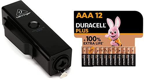 Behringer POWERPLAY P2 Ultra-Compact Personal In-Ear Monitor Amplifier & Duracell Plus AAA Alkaline Batteries [Pack of 12], 1.5V LR03 MN2400