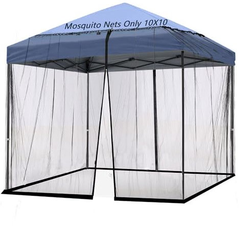 25,4 x 25,4 cm Moskitonetz für Terrasse, Camping, Pavillon, Pop-Up-Baldachin, doppelte Tür, Seitenwand, einfache Installation, schwarz (nur Moskitonetz ohne Rahmen) (ca. 3 x 3 m)