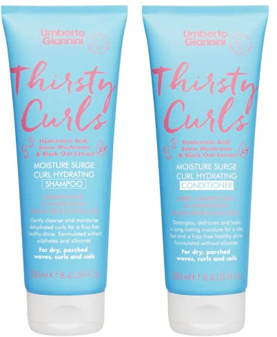 Umberto Giannini Thirsty Curls Hydrating Shampoo & Conditioner Set - for Dry & Dehydrated Curls 2 x 250ml