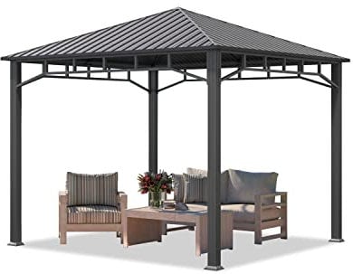 TOOLPORT Gartenpavillon 3x3 m Stahldach Hardtop ohne Seitenteile, Pfosten 9x9 cm