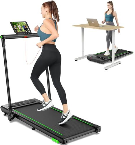 Tapis de Course Pliable pour la Maison, THERUN 2,5 HP Machine de Course Pliable avec Télécommande, Tablet Holder Vitesses Réglables de 1 à 12 km/h Extra Large (Noir)