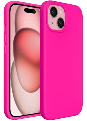 ACRONIX Compatible with iPhone 15 Case 6.1,Silky-Soft Touch Liquid Silicone Shockproof Protection Rubber Cases Cover for iPhone 15-Hot Pink