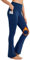 BAYGE Damen Thermo Bootcut Yogahose Winter Hohe Taille Fleece Gefüttert Wasserdicht Blickdicht Bauchkontrolle Slim Fit Leggings Sporthose Schlaghose Sweathose Fitnesshose mit Taschen, Blau, XL