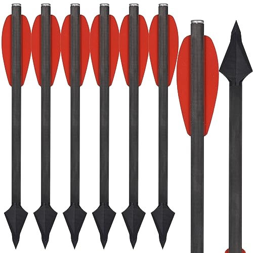 WANVZMR 6,3 Carbon Pistole Armbrust Bolzen Pfeile mit Jagdspitzen Jagdpfeile,Mini Armbrustbolzen Armbrustpfeile für 50-110lbs Pistolenarmbrust Präzisionsziel Jagd Bogenschießen (Type1 Rot 6PCS)