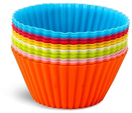 AYNKH 12 Piezas Muffins Molde de Silicona para Reposteria, Reutilizables, sin BPA Moldes de Silicona para Hornear, Muffins, Gelatina, Helados, Tartas Heladas