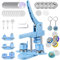 Máquina de Insignias de Button Maker Machine 25+32+58 mm, 300 Juegos de Insignias de Plástico, Zimiking con 10 Abridores de Botellas, 10 Juegos de Llaveros, Moldes y Cortador de Papel Redondo (Azul)