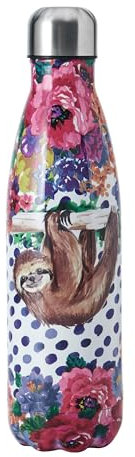 Mikasa Wild at Heart, borraccia da 500 ml, bottiglia con isolamento sottovuoto riutilizzabile in acciaio inox con coperchio a vite per il pendolarismo, la scuola o la palestra, stampa di bradipo