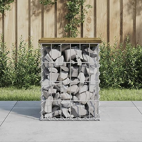 LAPOOH Garden Bench Gabion Design 33x31x42 cm Impregnated Wood Pine,Garden Bench Gabion,Gabion Design,Garden Furniture(SPU:834328)