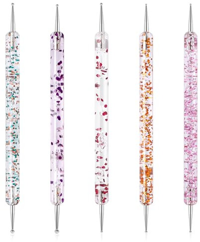 5PCS Dotting Tools Set Dotting Painting Pen Polish Carving Tool UV Gel Painting DIY Design Nail Art 2 Way Dotting Pen Tool Nail Design Dotting Tool for Gel Polish Decoration