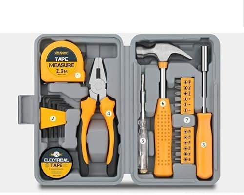 UrbanHomes Juego de herramientas para el hogar, kit de herramientas de bricolaje para mujeres, mini caja de herramientas pequeñas de principiante, herramientas básicas para mujer, para el hogar y la