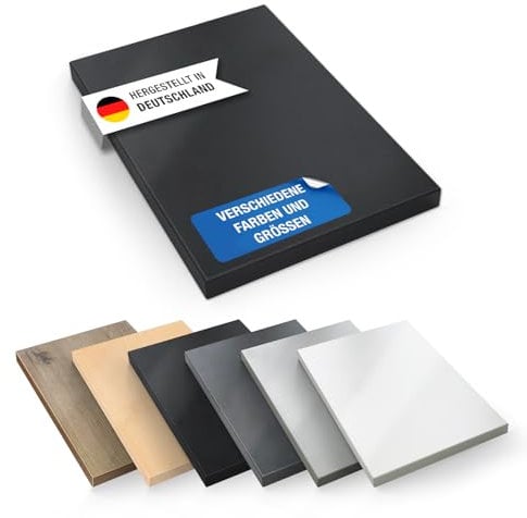 vabo Schreibtischplatte Schwarz, Premium Dekor, hochwertig und belastbar, leichte Montage, ideal für Homeoffice und Kinderzimmer 180x80x2,5 cm