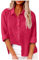 Damen Oversized Hemd - Elegantes Langarm Leinenhemd, Bluse Top Mit Revers, Einfarbig Basic, Sommer, Rot, M