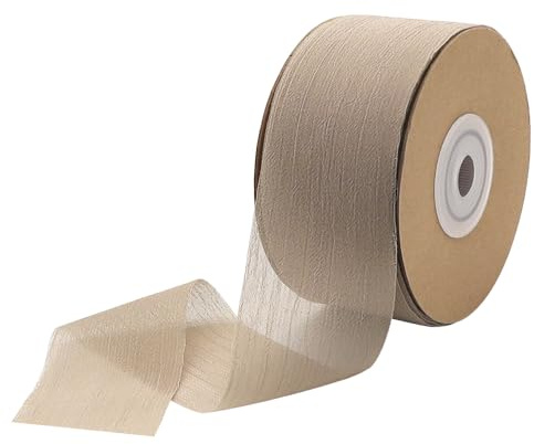 YDHfdc Geschenkband Braun 3,8cm x 23m Schleifenband Hochzeit Chiffon Band Dekoband Geschenkband Breit Seidenband für Geschenkverpackung, Hochzeit Dekoration