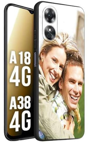 CUSTOMIZZA - Custodia cover nera morbida in tpu compatibile per Oppo A18 4G - A38 4G personalizzata con foto immagine scritta a piacere