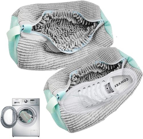 LEWBDF Schuhwaschbeutel Waschmaschine 2pcs Waschbeutel Schuhe Schuhbeutel Waschmaschine Schuhsack Wiederverwendbar Reißverschluss Plüsch Schuhwaschbeutel für Turnschuhe,Tennisschuhe
