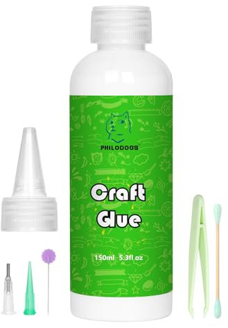 PHILODOGS Precision Tacky Glue 150ML, 5.3 fl oz Art Glue with Craft Precision GlueTip Kits for DIY Art Crafts, Scrapbooking, Stickers, Wallpapers, Quick Dry Clear