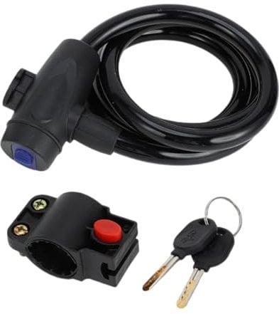 Hihaha Lucchetto per Bicicletta con Telaio di Blocco/Lucchetto a Cavo a Spirale per Bicicletta da Montagna Bicicletta da Strada/Cavo ABS Metallo 120cm / 1 Set Nero