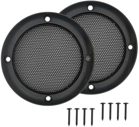 Unifizz 2PCS 3.5 Black Speaker Grill Cover Car Home Speaker Subwoofer Guard Protector, ABS Plastic Frame with Metal Mesh