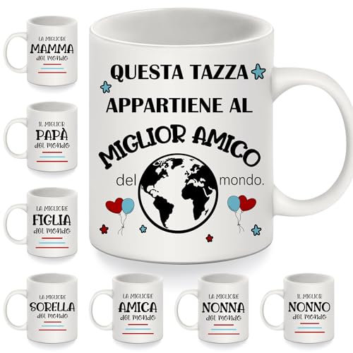 Bommex Questa Tazza appartiene al miglior amico del mondo Tazza per amico Compleanno Regalo di Natale Tazzine da caffè Migliore amico Regalo di amicizia (amico-2)