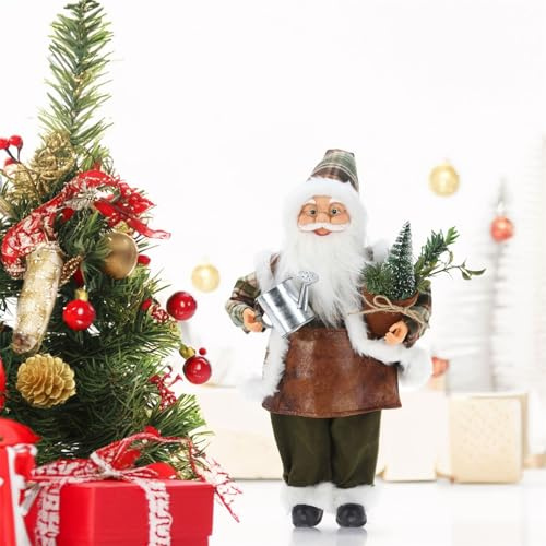 Carousel Home Workshop Standing Santa Figure | Traditional Father Christmas Ornament Santa Claus Doll | Santa Figurine Father Christmas Decorations Indoor - 45cm ~ Design Varies One Supplied