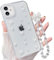 MINSCOSE für iPhone 11 Klar Glitzer Hülle,Süßes Schleife Perle Ästhetische Transparente Teen Girls Dünne Schutzhülle mit Charms Kette Armband-Weiß