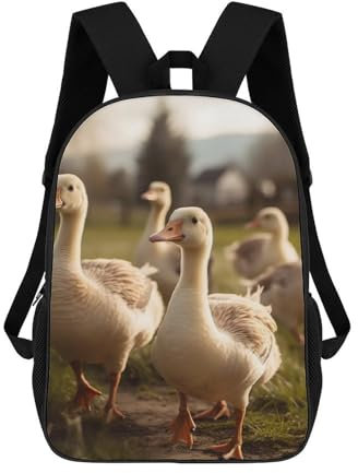 Oies marchant sur l'herbe 43,2 cm Sac à dos léger décontracté imperméable pour ordinateur portable pour homme et femme, Style :, 17inch