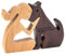 FDHBDF Hundeholzschnitzerei Mensch und Hund Skulptur Kreativer Tischschmuck Handgefertigte Holzstatuen aus Holz Tischdekoration im Bücherregal