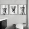 Uixxducc Lot de 3 posters en noir et blanc - Images de salle de bain - Motif animaux et toilettes - Décoration murale moderne sur toile - 21 x 30 cm