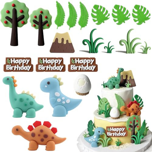 Kuchendeko Dinosaurier Set,Dino Tortendeko,Dschungel Kuchendeko,Dschungel Themed Tortendeko,Cartoons Kuchen Topper Set,Kinder Geburtstag Party Torte Deko Supplie