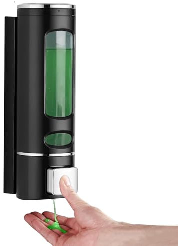 GKSCXEXE 400ML Soap Dispenser Wall Mounted, Bathroom Shampoo and Conditioner Dispenser, Shower Gel Dispenser Kitchen Dish Detergent Container Wall Hand Wash Bottle for Home, Hotel (Black)