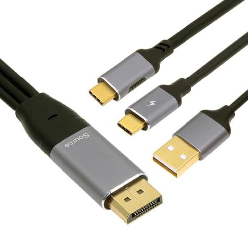 NFHK Displayport to USB C Cable 4k@60hz with USB Power Supply Support Touch Display for Host Connected to Portable Screen/VR Glasses 6.56FT/2.0M