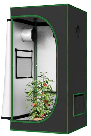 WOLTU Tenda Coltivazione Idroponica 60x60x120cm, Serra da Giardino con Finestra di Osservazione, Piccola Serra per Piante, Fiori, Ortaggi a Casa, in Mylar Riflettente + Nero