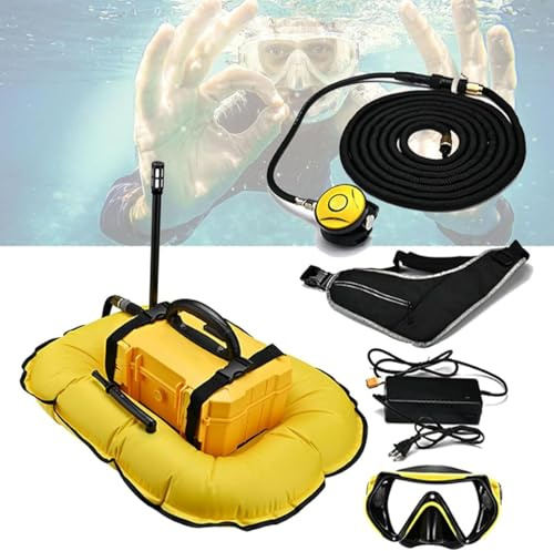 Respirateur de plongée électrique, kit d'équipement respiratoire sous-marin portable et rechargeable pour la plongée sous-marine, refroidissement par circulation d'eau sans fil,Yellow-D3000