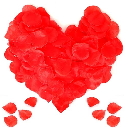 QOEOTUY 1200 Pièces Rose Artificielle - Petale de Rose Decoration pour Mariage, Saint Valentin, Ambiance Romantique (Rouge)
