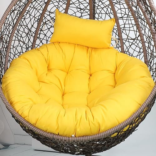 GYCF Hängesessel Kissen, Schaukelstuhl Sitzauflage, Garten Polster Auflage für Eierstuhl Nestschaukel Hängekorb Rattanstühle Korbsessel Schaukelstuhl Balkonstuhl,Gelb,120CM