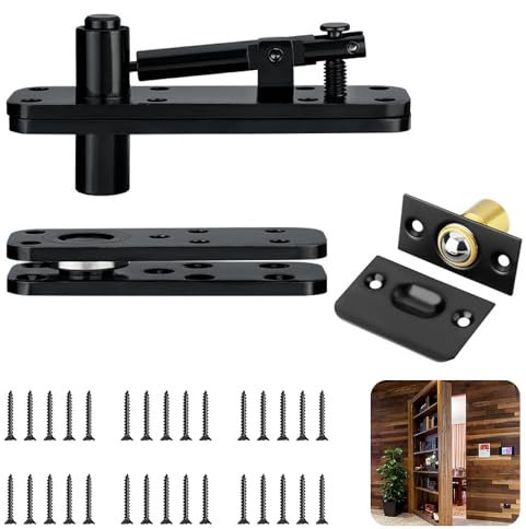 Wotendy Cerniere Per Porta a Scomparsa, Cerniera Per Porta Carichi Pesanti in Acciaio Inossidabile per Libreria a Scomparsa, Pivot a 360 Gradi, Nero