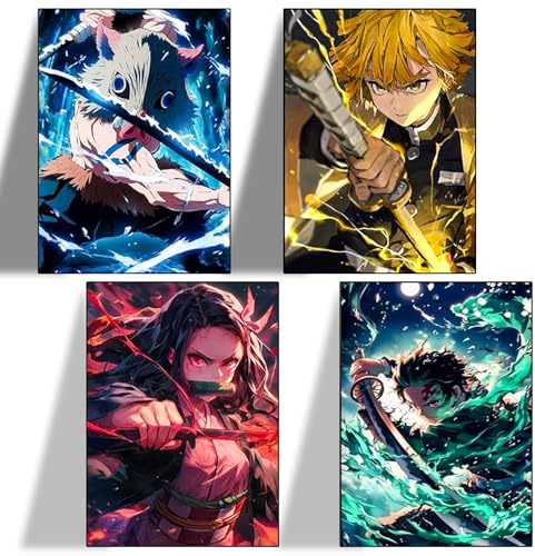 Poster, 4Pcs Anime Poster, Wall Posters, Family Bedroom House Decoration | Room Decorative Decor, Fan Gift