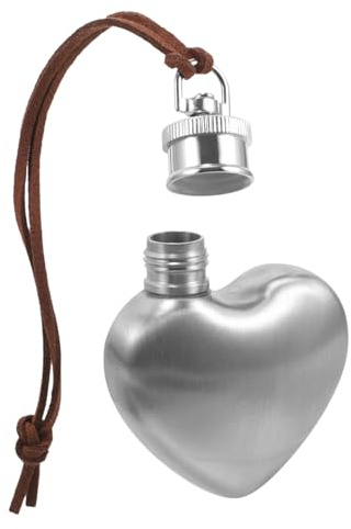 FUNNETOYU Portable Stainless Steel Heart-Shaped Hip Flask Lightweight Camping Wine Holder for Outdoor Travel Multi-use Liquor Bottle for Wine Tea and Water